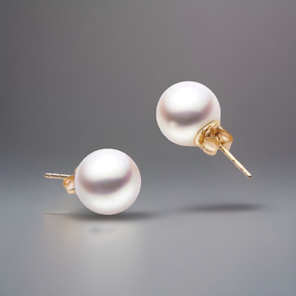 14K Gold 10mm Freshwater Pearl Stud Earrings by Imperial Pearl NEW
